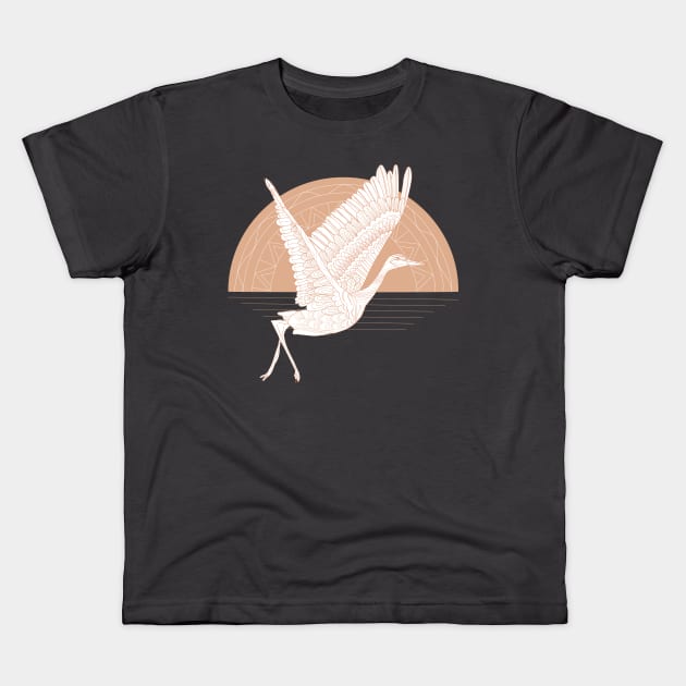 Peachy Crane Kids T-Shirt by LauraKatMax